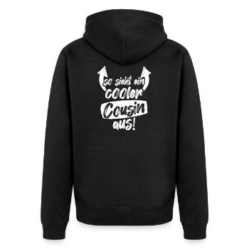 So sieht ein Cooler Cousin aus Geschenk - Unisex Premium Bio Zip Hoodie - Schwarz - Hinten - Nico (187cm)