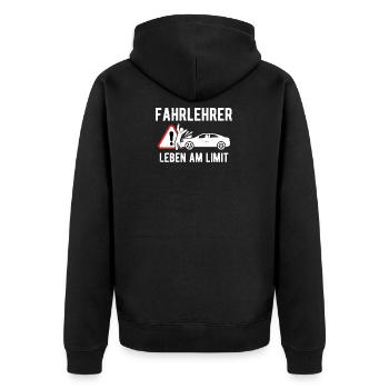 Fahrlehrer Fahrschullehrer Fahrschule Geschenk - Unisex Premium Bio Zip Hoodie - Schwarz - Hinten - Nico (187cm)