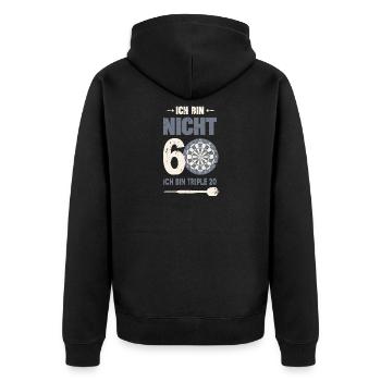 Ich bin nicht 60 ich bin triple 20 60er Geburtstag - Unisex Premium Bio Zip Hoodie - Schwarz - Hinten - Nico (187cm)