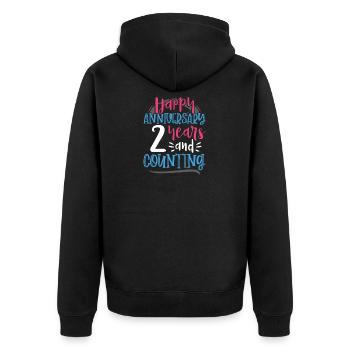 Joyeux anniversaire 2 ans et comptage 2e - Veste à capuche bio Premium Unisexe - noir - Dos - Nico (187cm)
