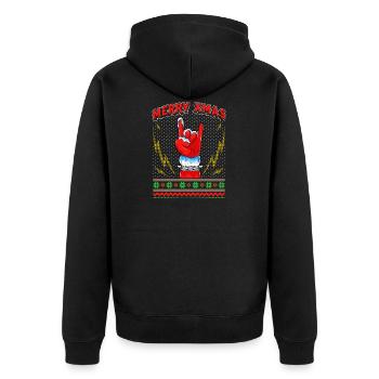 Merry Xmas Heavy Metal und Rock Ugly Christmas - Unisex Premium Bio Zip Hoodie - Schwarz - Hinten - Nico (187cm)
