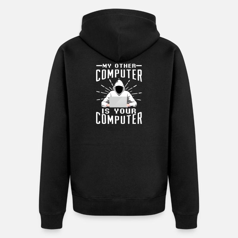 Hacker computer - Unisex Premium Organic Zip Hoodie - black