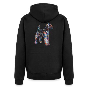 Airedale Terrier Geometrische Hemden - Unisex Premium Bio Zip Hoodie - Schwarz - Hinten - Nico (187cm)