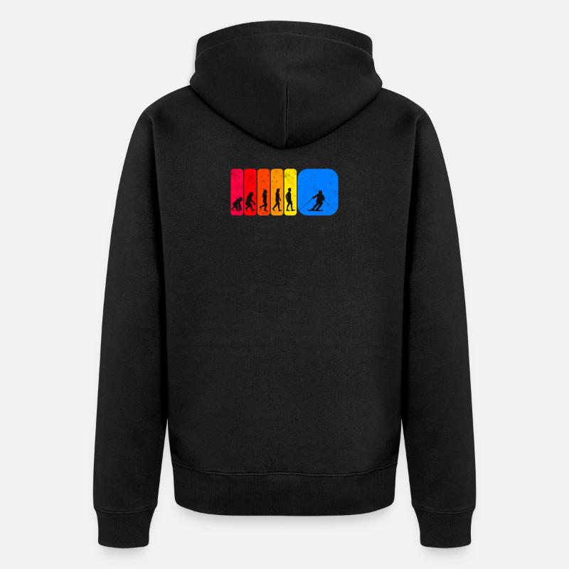 Skiing evolution skier gift idea - Unisex Premium Organic Zip Hoodie - black