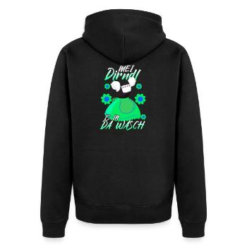 Dirndl Ersatz Wäsche - Unisex Premium Bio Zip Hoodie - Schwarz - Hinten - Nico (187cm)