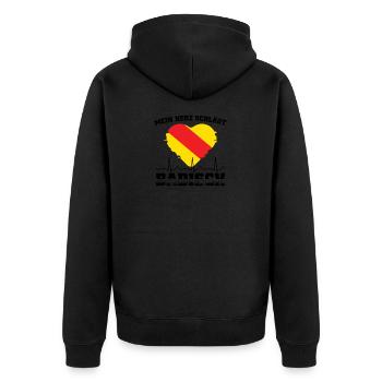 Badische Geschenke | Baden-Württemberg Badner - Unisex Premium Bio Zip Hoodie - Schwarz - Hinten - Nico (187cm)