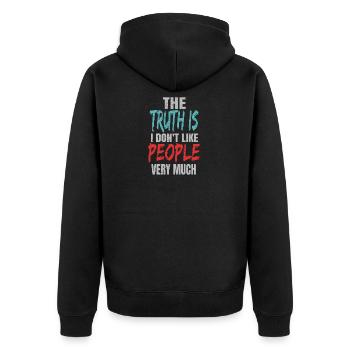 I hate people - Unisex Premium Organic Zip Hoodie - black - Back - Nico (187cm)