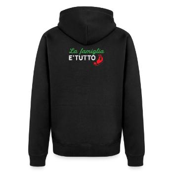 La Famiglia E Tutto Shirt - Italienisches Geschenk - Familie - Unisex Premium Bio Zip Hoodie - Schwarz - Hinten - Nico (187cm)