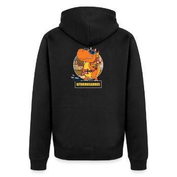Guitarrosaurus - T-rex joue de la guitare - Dino - Veste à capuche bio Premium Unisexe - noir - Dos - Nico (187cm)