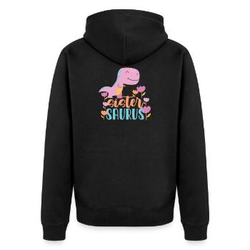 Sister Saurus gift for girls - Unisex Premium Organic Zip Hoodie - black - Back - Nico (187cm)