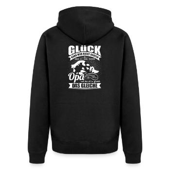 Familie Opa Enkel Glück kann man nicht kaufen - Unisex Premium Bio Zip Hoodie - Schwarz - Hinten - Nico (187cm)