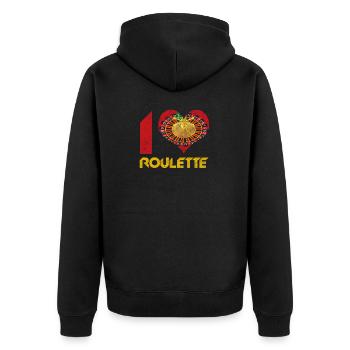 I love Roulette ich liebeRoulette - Unisex Premium Bio Zip Hoodie - Schwarz - Hinten - Nico (187cm)
