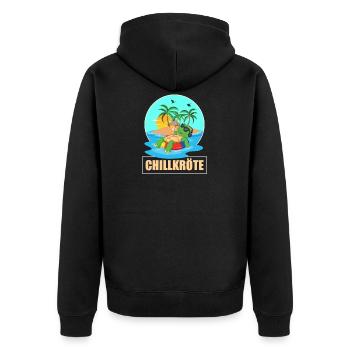 Chillkröte - Schildkröte vor Insel im Meer - Unisex Premium Bio Zip Hoodie - Schwarz - Hinten - Nico (187cm)