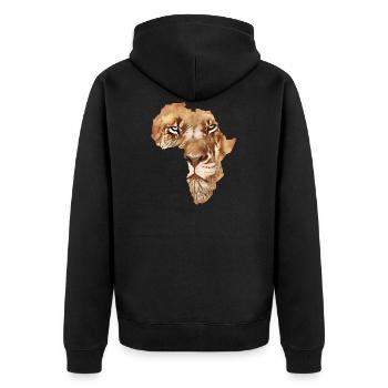 Löwe Tier Afrika Umriss Karte Löwen afrikanisch - Unisex Premium Bio Zip Hoodie - Schwarz - Hinten - Nico (187cm)
