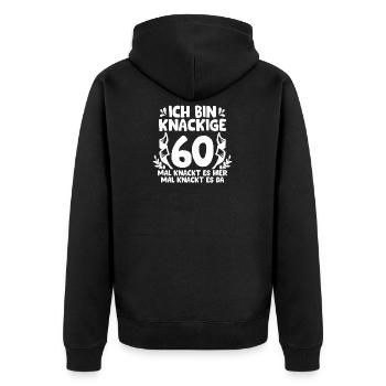 60. Geburtstag Mann Frau Lustig Spruch Alter Jahre - Unisex Premium Bio Zip Hoodie - Schwarz - Hinten - Nico (187cm)