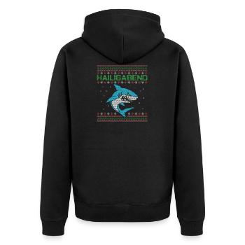 Weihnachten Angeln Angler Fischen Ugly Xmas - Unisex Premium Bio Zip Hoodie - Schwarz - Hinten - Nico (187cm)
