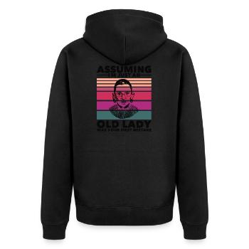 R.B.G. Ruth Bader Ginsburg RBG - Unisex Premium Bio Zip Hoodie - Schwarz - Hinten - Nico (187cm)