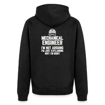 Maschinenbauingenieur Ich streite nicht Ich bin gerecht - Unisex Premium Bio Zip Hoodie - Schwarz - Hinten - Nico (187cm)