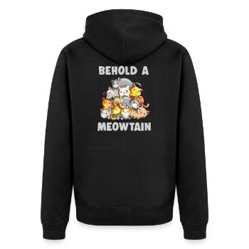 Sehen Sie eine Meowtain Funny Kawaii Cat Mountain Kitty - Unisex Premium Bio Zip Hoodie - Schwarz - Hinten - Nico (187cm)