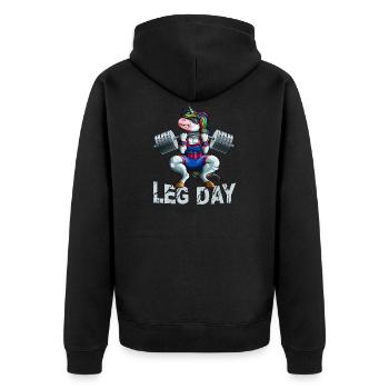 Leg Day Squat Unicorn Weight Lifter Barbell Gym Tr - Unisex Premium Organic Zip Hoodie - black - Back - Nico (187cm)