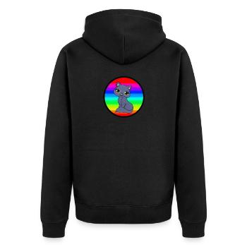 Cat in the cool background - Unisex Premium Organic Zip Hoodie - black - Back - Nico (187cm)