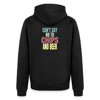 Chips und Bier - Unisex Premium Bio Zip Hoodie - Schwarz - Hinten - Nico (187cm)
