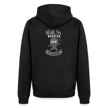 Black Ninja - Ninja Warrior In Training - Unisex Premium Bio Zip Hoodie - Schwarz - Hinten - Nico (187cm)