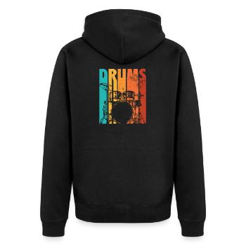 Tambours de batteur | Cadeau de batteur de batterie - Veste à capuche bio Premium Unisexe - noir - Dos - Nico (187cm)