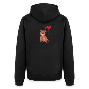 Ours mignon avec coeur - Veste à capuche bio Premium Unisexe - noir - Dos - Nico (187cm)