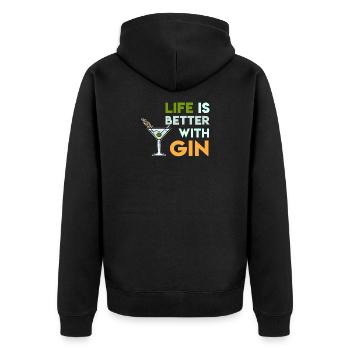 Boire un cocktail de gin La vie est meilleure - Veste à capuche bio Premium Unisexe - noir - Dos - Nico (187cm)