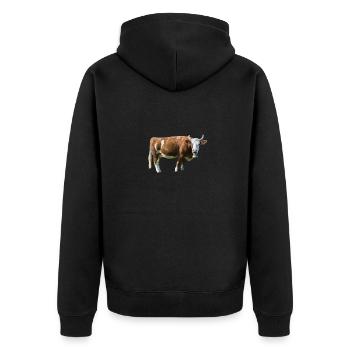 Kuh Geschenk Kinder - Unisex Premium Bio Zip Hoodie - Schwarz - Hinten - Nico (187cm)