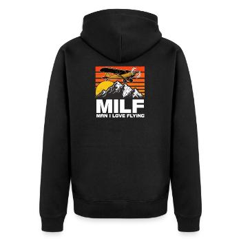 Pilot Airplane Flying - Unisex Premium Organic Zip Hoodie - black - Back - Nico (187cm)