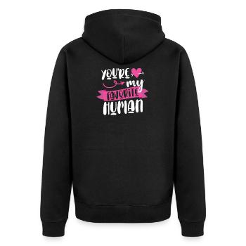 Freund Freundin Geschenkidee - Unisex Premium Bio Zip Hoodie - Schwarz - Hinten - Nico (187cm)