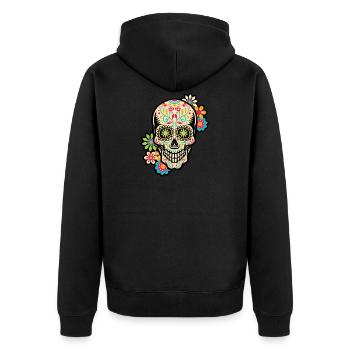 Crâne de sucre, jour des morts, Dia de los Muertos - Veste à capuche bio Premium Unisexe - noir - Dos - Nico (187cm)