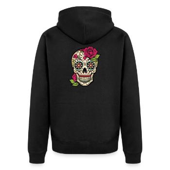 Crâne de sucre, jour des morts, Dia de los Muertos - Veste à capuche bio Premium Unisexe - noir - Dos - Nico (187cm)