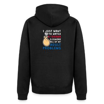 Je veux juste regarder K-Drama, KDrama - Veste à capuche bio Premium Unisexe - noir - Dos - Nico (187cm)