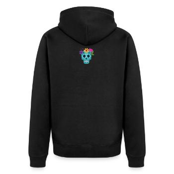 Zucker Schädel Tag des Todes Dia de los Muertos - Unisex Premium Bio Zip Hoodie - Schwarz - Hinten - Nico (187cm)