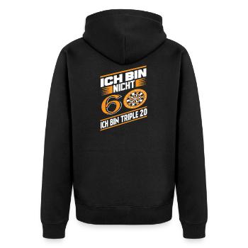 ICH BIN NICHT 60 ICH BIN TRIPLE 20 60. Geburtstag - Unisex Premium Bio Zip Hoodie - Schwarz - Hinten - Nico (187cm)