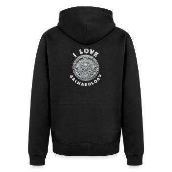 J'aime l'archéologie calendrier aztèque - Veste à capuche bio Premium Unisexe - noir - Dos - Nico (187cm)
