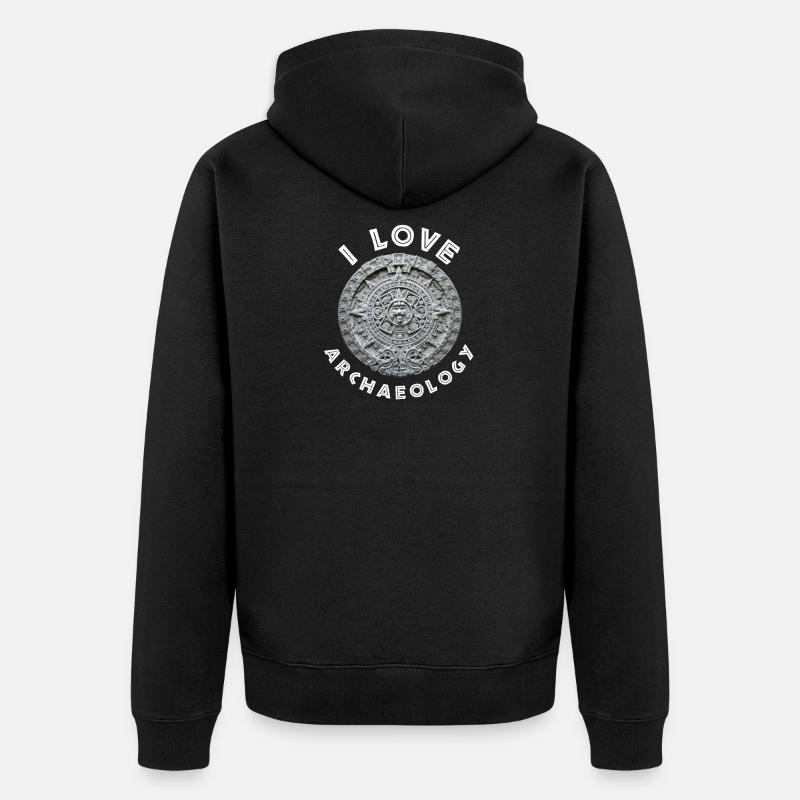 J'aime l'archéologie calendrier aztèque - Veste à capuche bio Premium Unisexe - noir