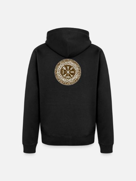 viking compass - Unisex Premium Organic Zip Hoodie - black