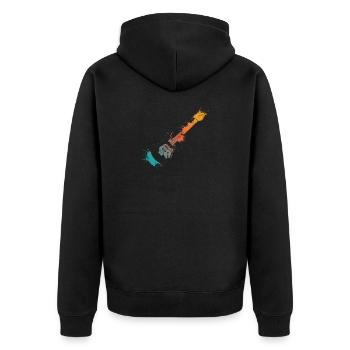 E-Gitarre Splash - Unisex Premium Bio Zip Hoodie - Schwarz - Hinten - Nico (187cm)