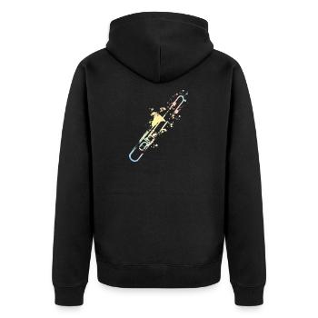 Splash Posaune - Unisex Premium Bio Zip Hoodie - Schwarz - Hinten - Nico (187cm)