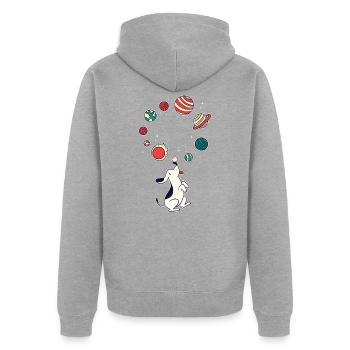 Lustiger Hund - Unisex Premium Bio Zip Hoodie - Grau meliert - Hinten - Nico (187cm)
