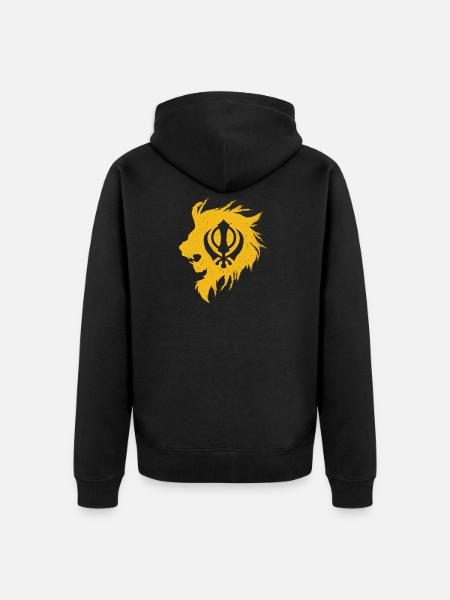Khanda lion kaur - punjabi - sikhism sikh gift - Unisex Premium Organic Zip Hoodie - black