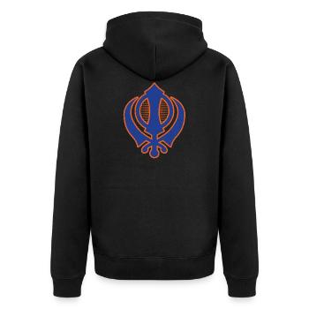 Khanda modernes Punjabi - Sikhismus Sikh Geschenk - Unisex Premium Bio Zip Hoodie - Schwarz - Hinten - Nico (187cm)
