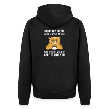 Touchez mon café, je vais vous gifler si dur café chat - Veste à capuche bio Premium Unisexe - noir - Dos - Nico (187cm)