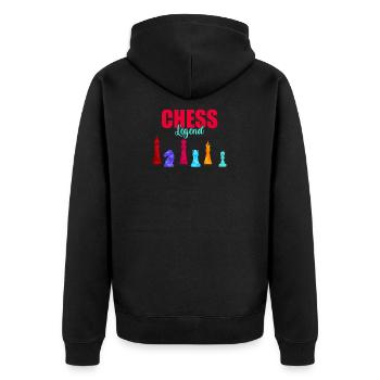 Schach Checkmate Tshirt Schachmatt Schachspieler - Unisex Premium Bio Zip Hoodie - Schwarz - Hinten - Nico (187cm)