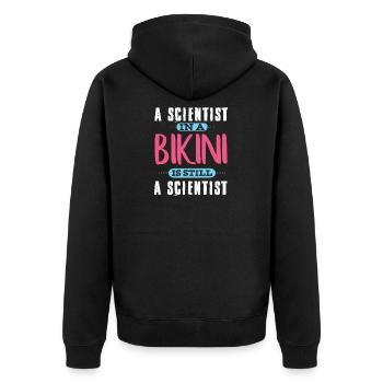 Ein Wissenschaftler im Bikini - Unisex Premium Bio Zip Hoodie - Schwarz - Hinten - Nico (187cm)