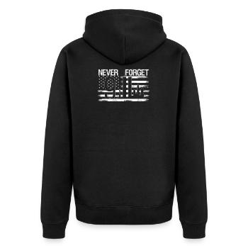 Patriotically harassed American flag Sep 11 - Unisex Premium Organic Zip Hoodie - black - Back - Nico (187cm)
